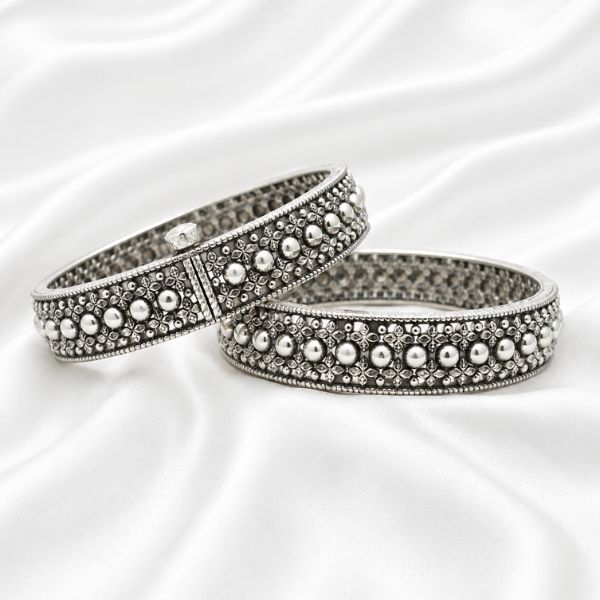 Dome & Flower Hinged Bangles