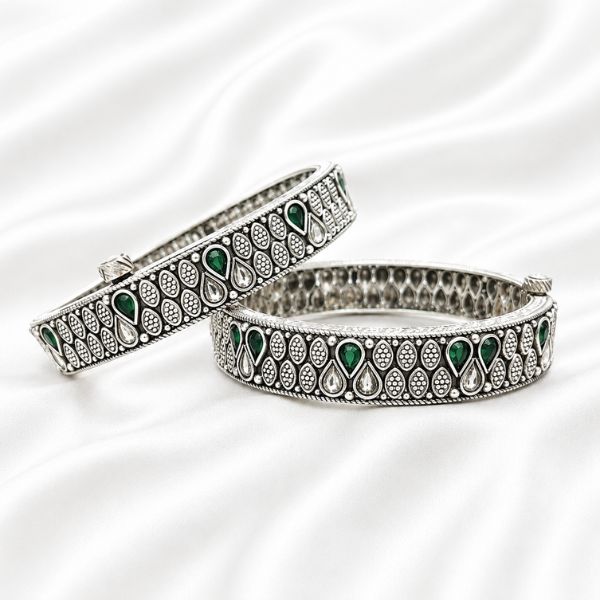 Teardrop Stone Hinged Bangles