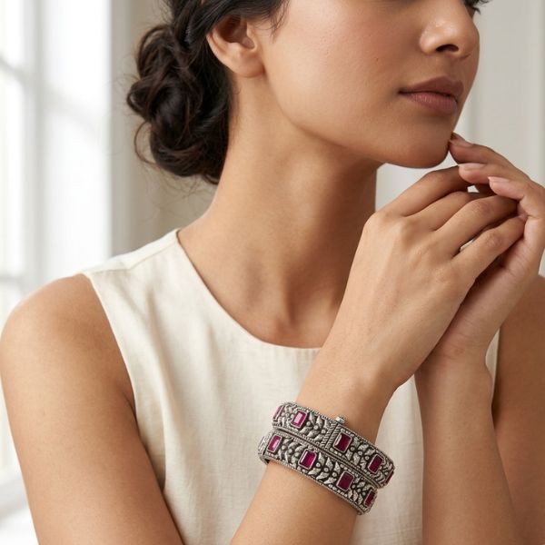 Red Square Hinged Bangles