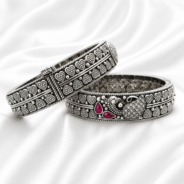 Beaded Bird Hinged Bangles