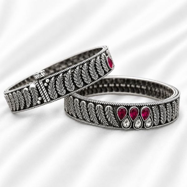 Fern Pink Hinged Bangles