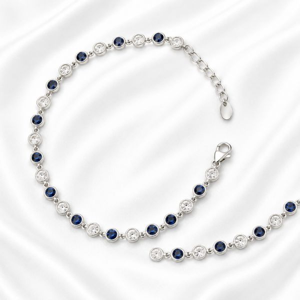 Midnight Blue Spark Sterling Silver Anklet