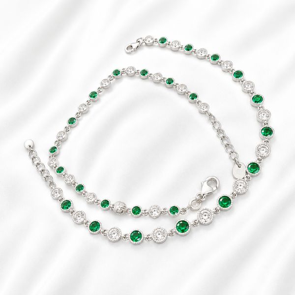 Emerald Aura Sterling Silver Anklet