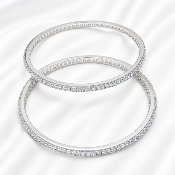 Diamond Gleam Sterling Silver Bangle