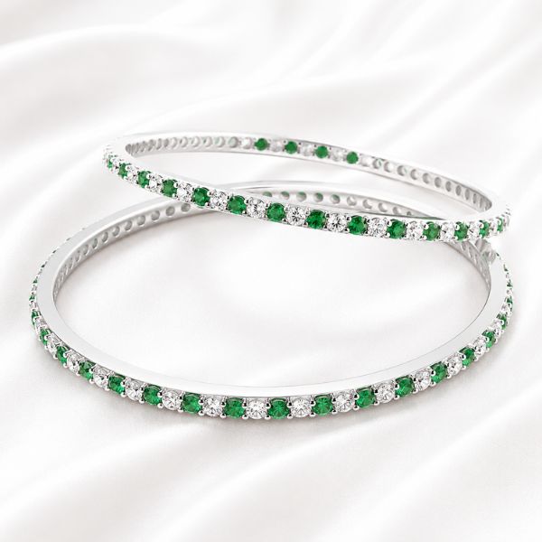 Emerald Grace Sterling Silver Bangle