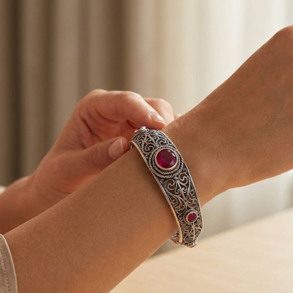 Purple Filigree Hinged Bangles