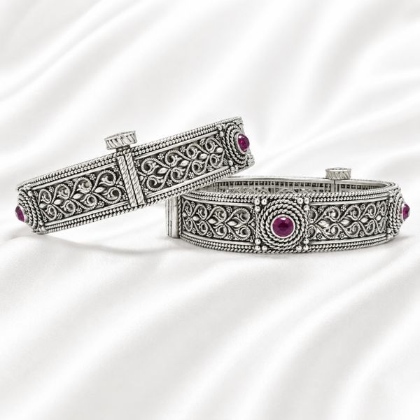 Purple Filigree Hinged Bangles