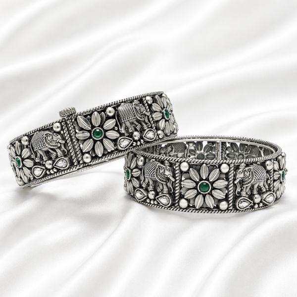 Elephant Green Hinged Bangles