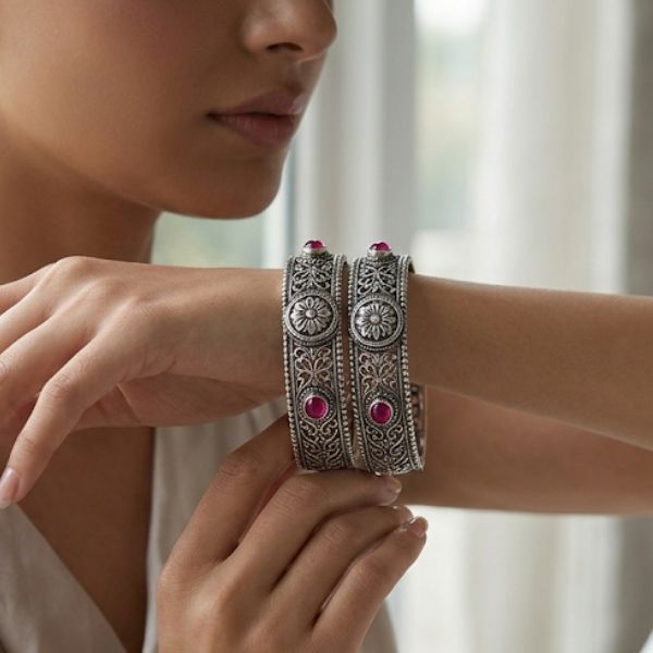 Purple Medallion Hinged Bangles