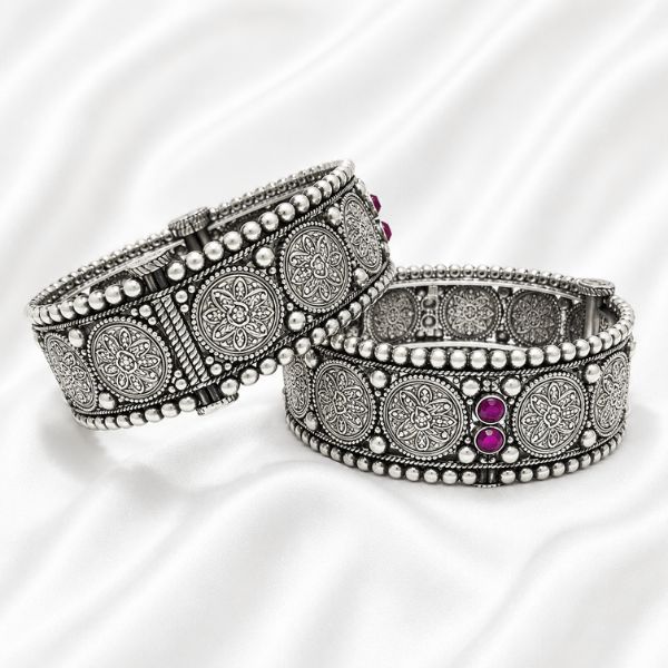Purple Medallion Hinged Bangles