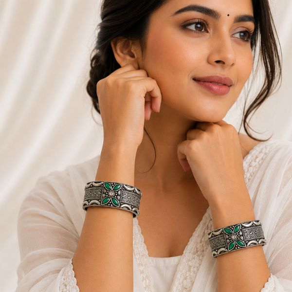 Green Clover Filigree Bangles