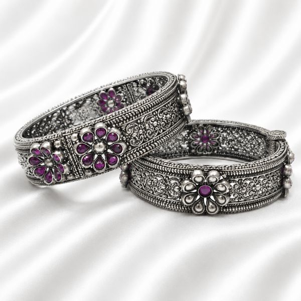 Purple Floral Filigree Bangles