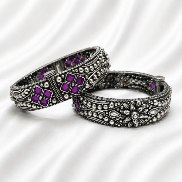 Purple Diamond Filigree Bangles
