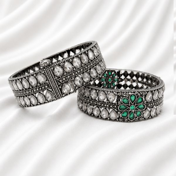 Green Braid Filigree Bangles