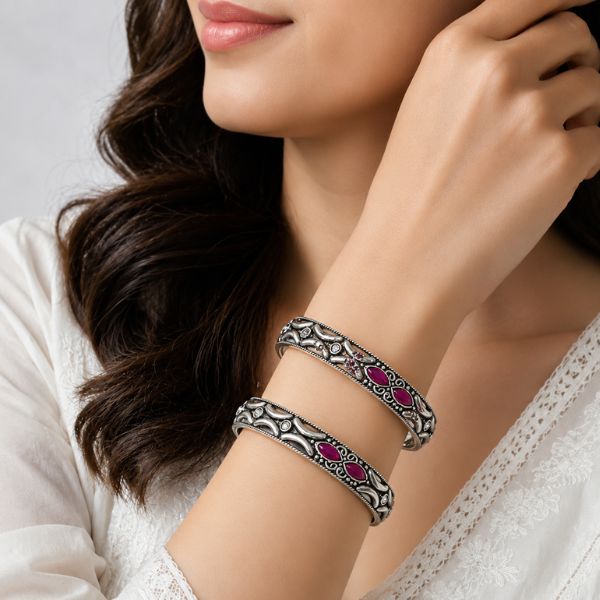 Wave Marquise Hinged Bangles