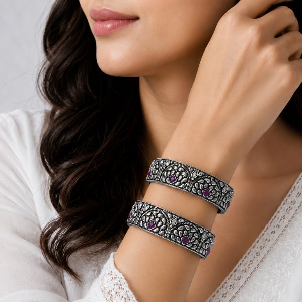 Purple Diamond Leaf Bangles