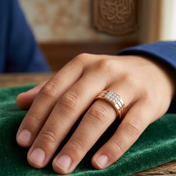 Rose Gold Square Halo Ring
