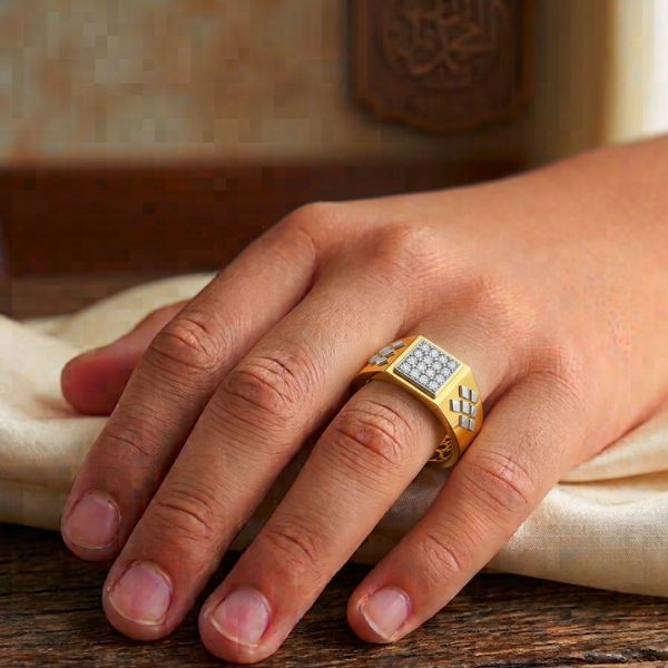 Gold Square Spark Ring